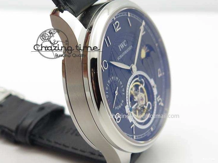 MIROTIME 0807 Portuguese Tourbillon Power Reserve Moonphase SS Black Dial On Black Leather Strap TechFriendly 7321